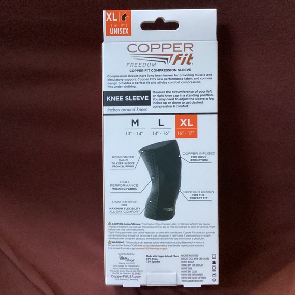 The Original Copper Fit Freedom Copper Infused Compression Knee Sleeve Size XL - Picture 4 of 5